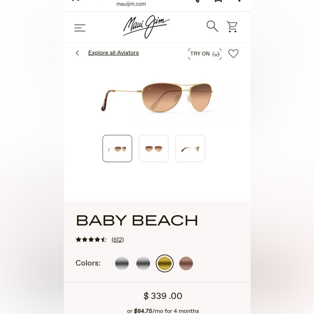 Maui Jim Aviator Sunglasses